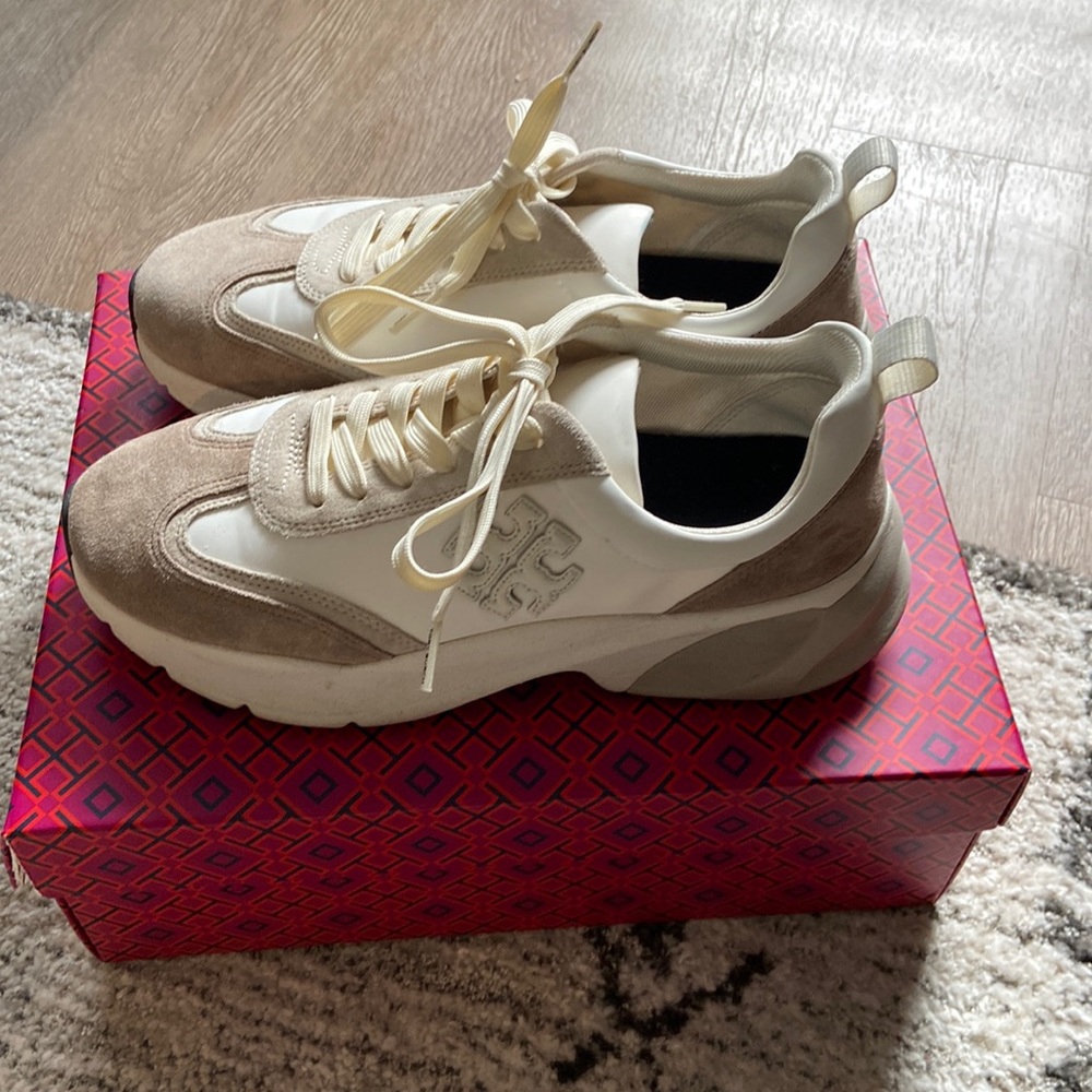 Tory Burch beige sneakers size 9. From Bloomingdales. Like new. Ships with box.